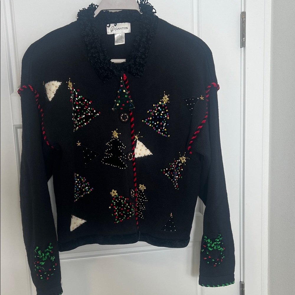 Gantos Black Sweater with Festive Accents